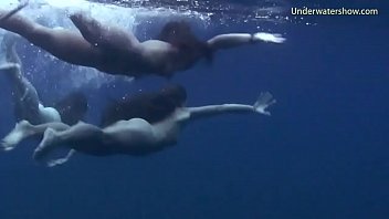 Girls on Tenerife swimming naked