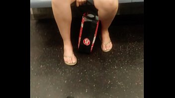 Fat ass lady with nice feet on the subway