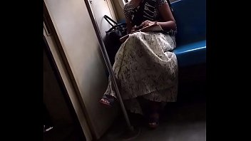 Saree girl foot show in the train