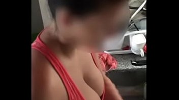 big titties maid cleans kitchen
