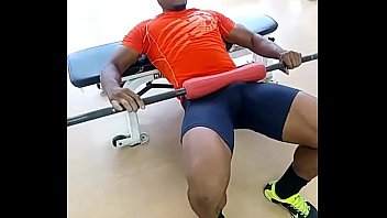 Sexy black man working out bulge