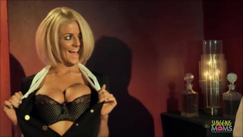 Blonde milf Tia Lane dressed up in sexy black lingerie and got a hard core mouth fuck